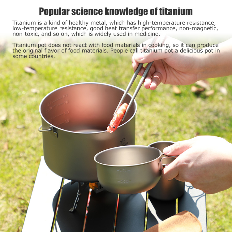 Outdoor Titanium Nonstick Camping Cookware & Tableware Set KASSICO